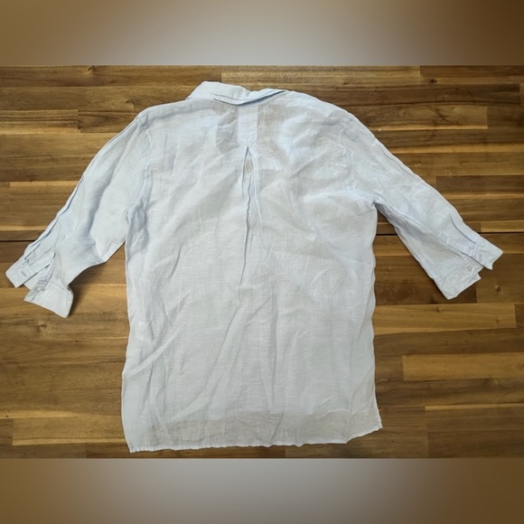 Opus Fengani Sky Preppy Blue 100% Linen Cotton Pullover Tunic Top Sz EU 38 US M - Picture 5 of 12